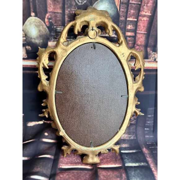 Pair of Vintage Rococo Style Ornate Wall Mirrors Gilt Hollywood Regency Oval - Picture 4 of 7